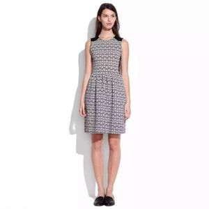 Madewell Black White Diamond Jacquard Fit And Flare Skater Dress Women’s Size S